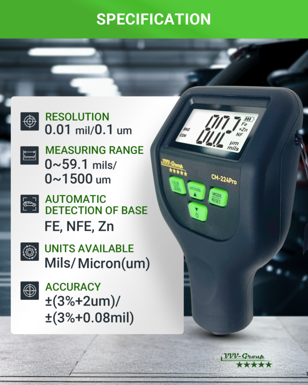 Handheld CM-224Pro coating thickness gauge used on car body
