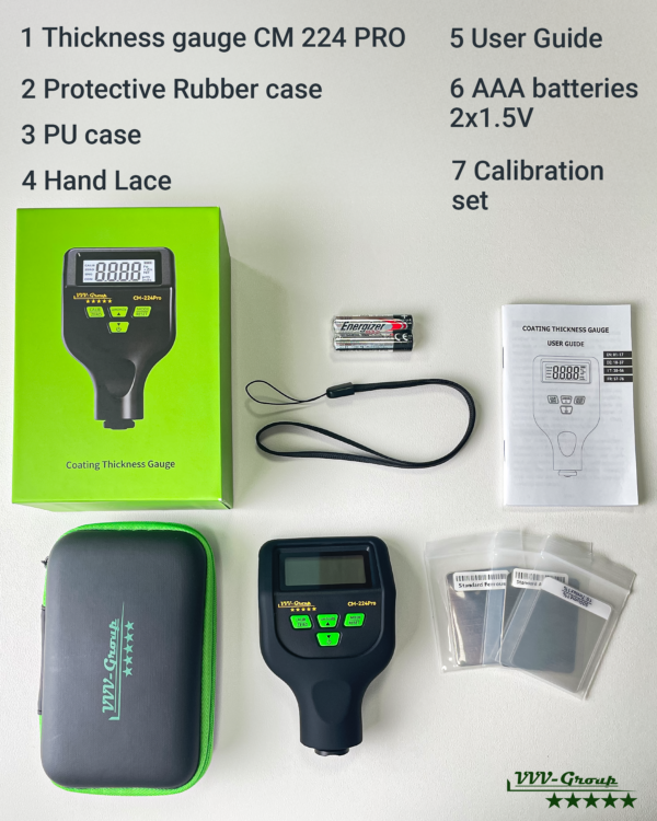 CM-224Pro coating thickness gauge measuring paint on different metal surfaces