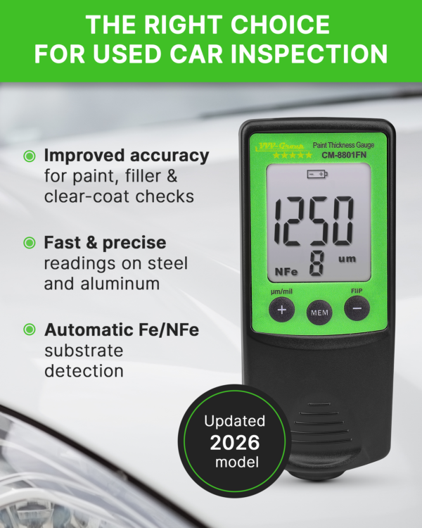 Handheld CM-8801FN coating thickness gauge used on car body