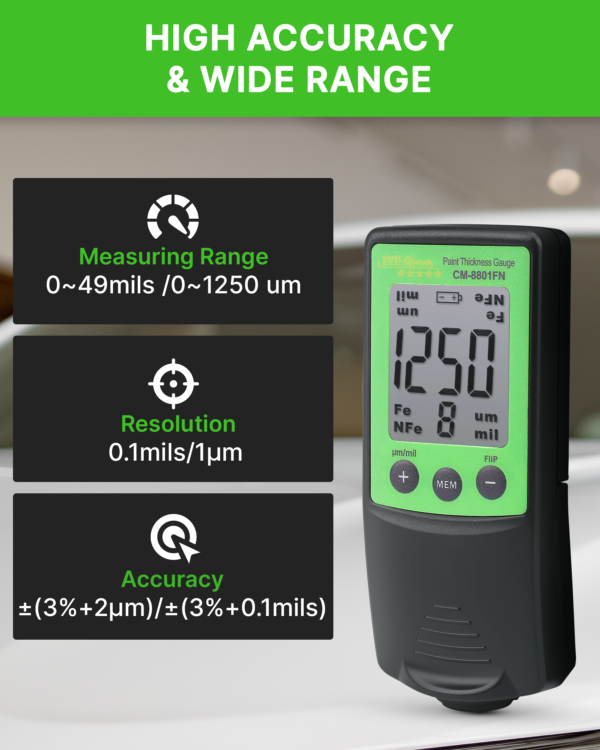 CM-8801FN paint thickness gauge digital display close-up